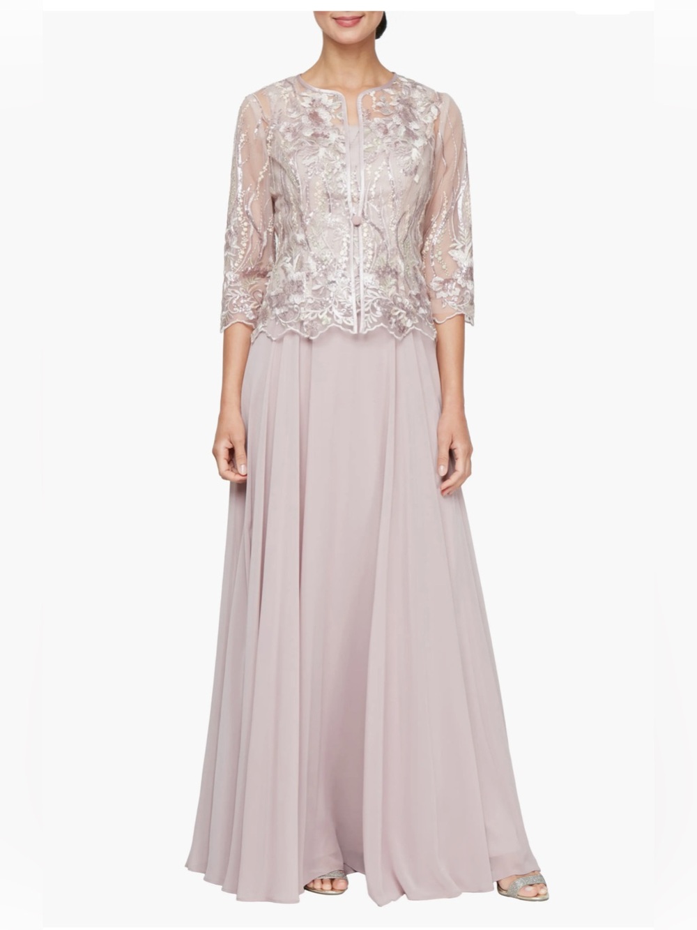 Alex Evenings Blush Sequin Two-Piece Evening Ensemble
